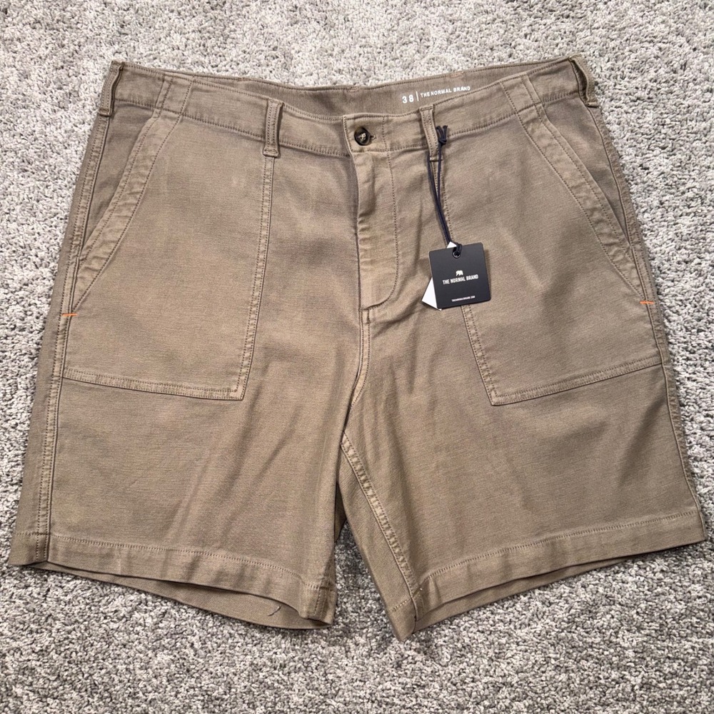 The Normal Brand Utility Shorts Mens Stretch Olive Brown 38 NEW